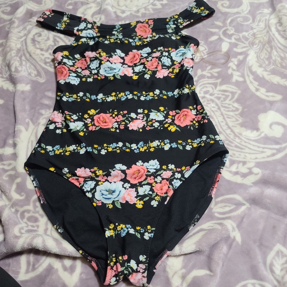 Floral black swimsuit